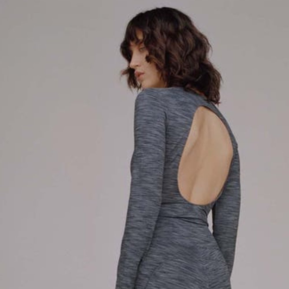 A.P.C. x Outdoor Voices bodysuit leotard gray openback M RARE (Ballet or dance)